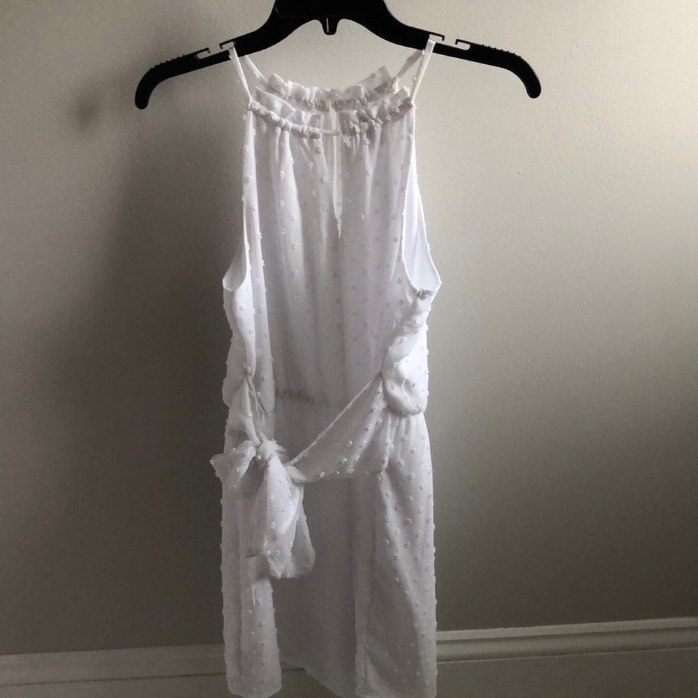 Bar III (Macy’s) White textured dot Romper